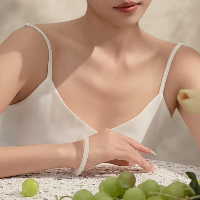 中鑫珠宝 皎皎月光美人条圆条 金丝玉 手镯 女款