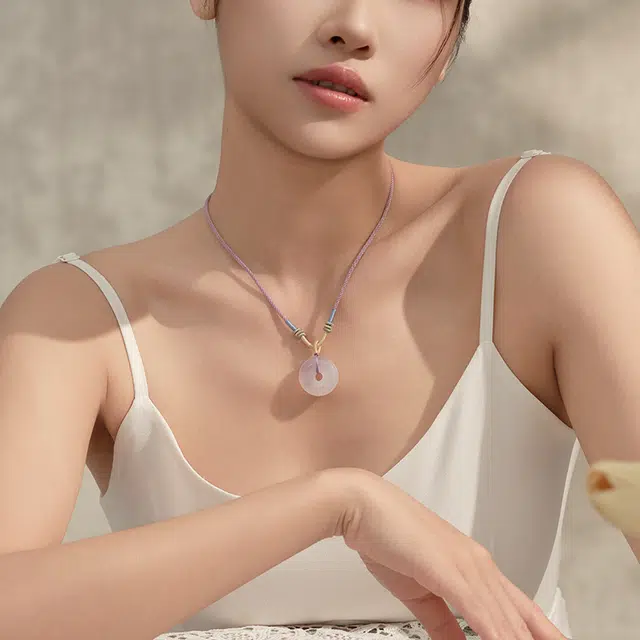 中鑫珠宝 圆满平安 本命年平安扣挂坠#好运 玉髓 项链 女款