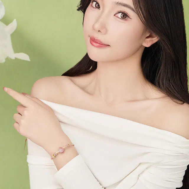 中鑫珠宝 喜鹊报喜玉髓编绳粉色 玛瑙 玉石手链 女