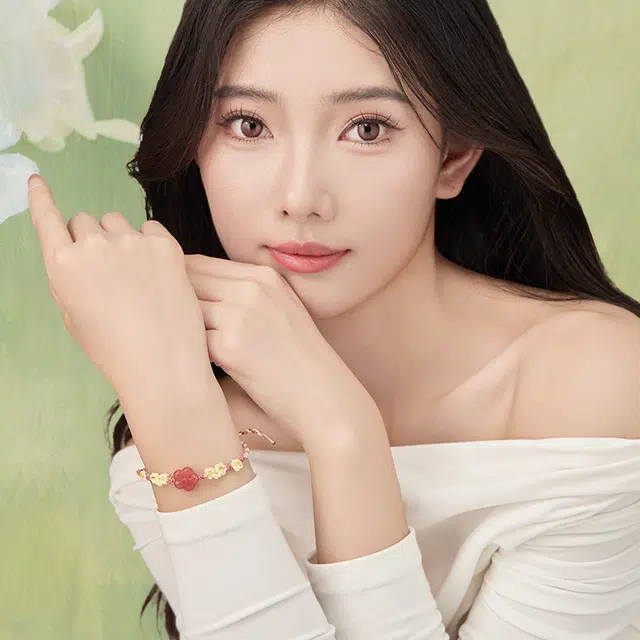 中鑫珠宝 桃花缘启 粉色新中式手绳 玛瑙 玉石手链 女