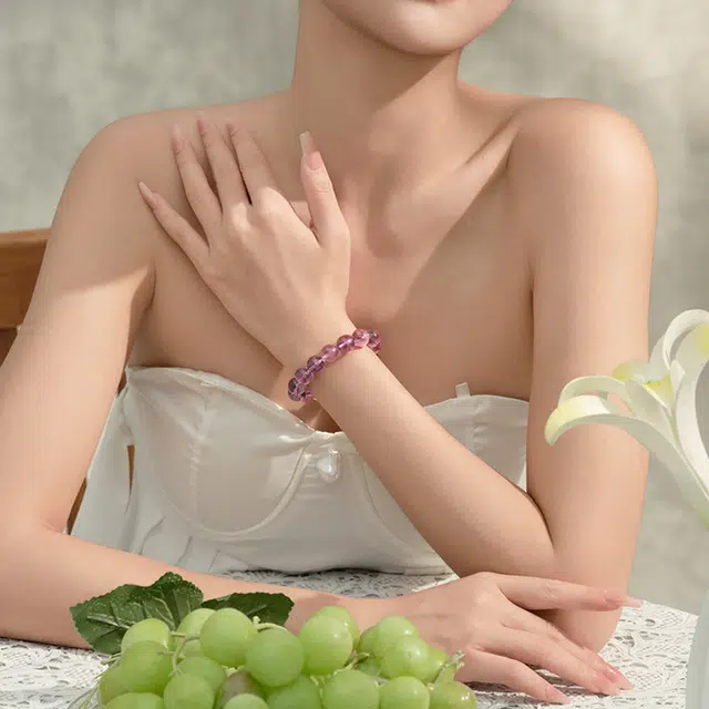 中鑫珠宝 紫域巴西九紫离火晶石事业女 水晶 手串 女款