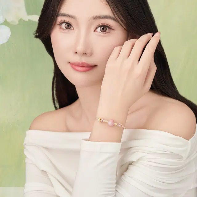 中鑫珠宝 喜鹊报喜玉髓编绳粉色 玛瑙 玉石手链 女