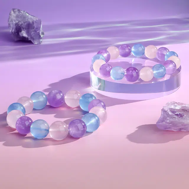 中鑫珠宝 星河赴梦芙蓉石海蓝宝多宝珠 紫水晶 彩色宝石手串 女款