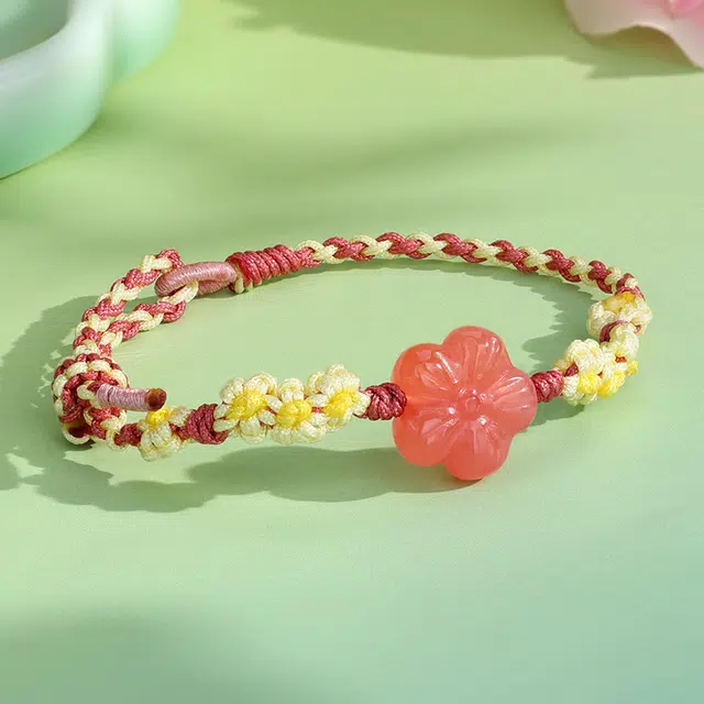中鑫珠宝 桃花缘启 粉色新中式手绳 玛瑙 玉石手链 女