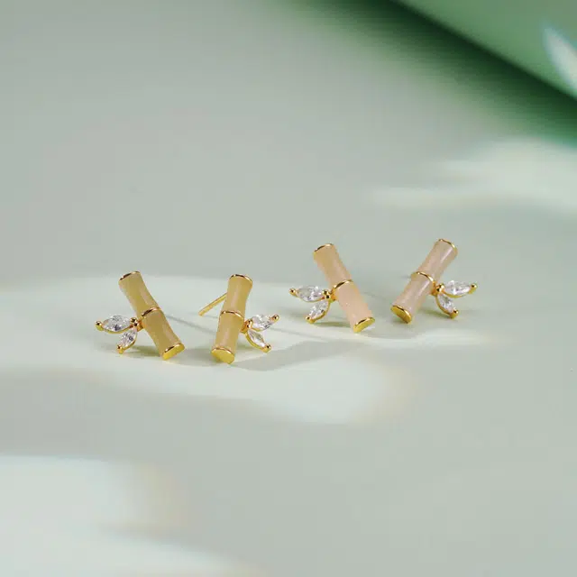 二三二三 竹节新中式国风小众高级感耳环耳坠耳饰 和田玉 耳钉 女款
