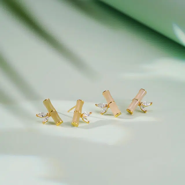 二三二三 竹节新中式国风小众高级感耳环耳坠耳饰 和田玉 耳钉 女款