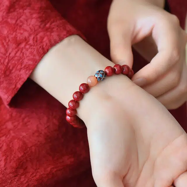 千玺世家 紫金砂帝王砂太阳石莲华 再造辰砂朱砂 手串 女款