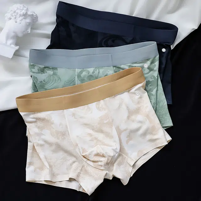 轻迎 高档轻奢莫代尔无痕抗菌印花透气夏季款平角内裤 男款