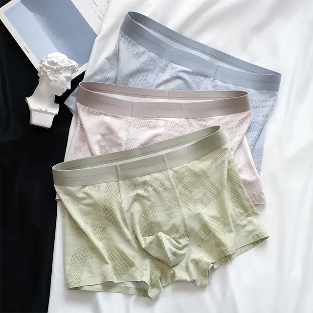 轻迎 高档莫代尔无痕抗菌四角裤透气印花时尚平角内裤 男款
