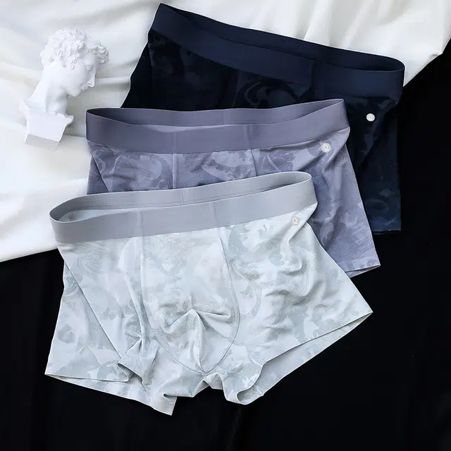 轻迎 高档轻奢莫代尔无痕抗菌印花透气夏季款平角内裤 男款
