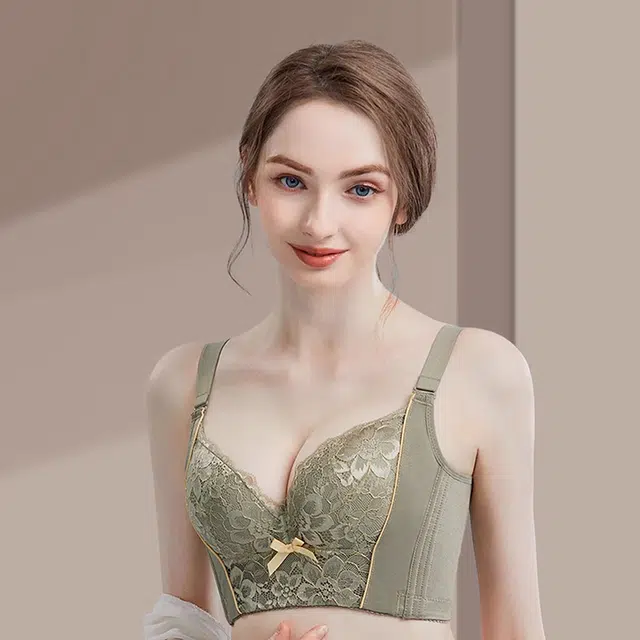 轻迎 内衣女生时尚蕾丝小胸聚拢防下垂无钢圈塑形收副乳舒适亲肤文胸 女款