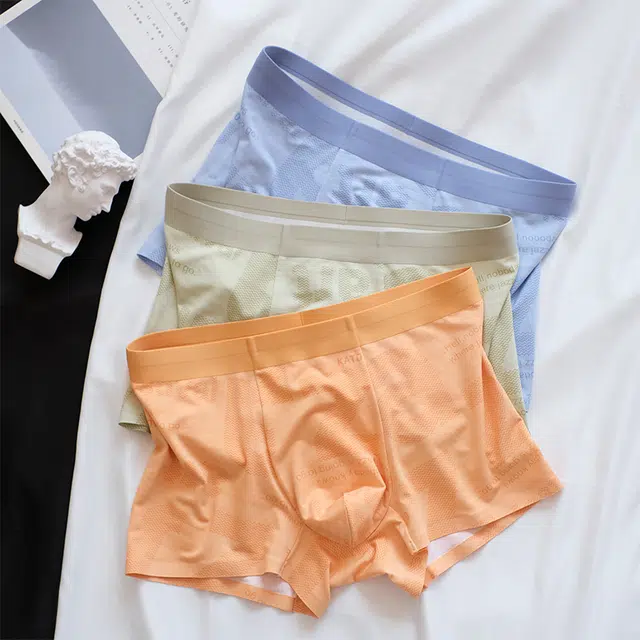 轻迎 高档莫代尔无痕抗菌四角裤透气印花时尚平角内裤 男款