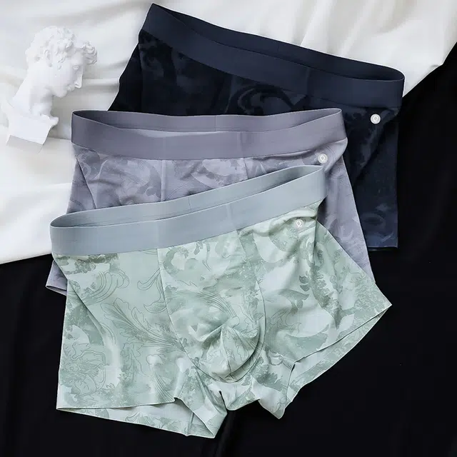 轻迎 高档轻奢莫代尔无痕抗菌印花透气夏季款平角内裤 男款