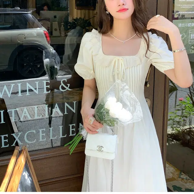 木清清 简约通勤休闲短袖连衣裙 女款 梦幻栀子