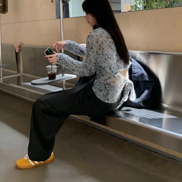 木清清 垂感宽松直筒长裤高腰休闲裤 女款 灰色