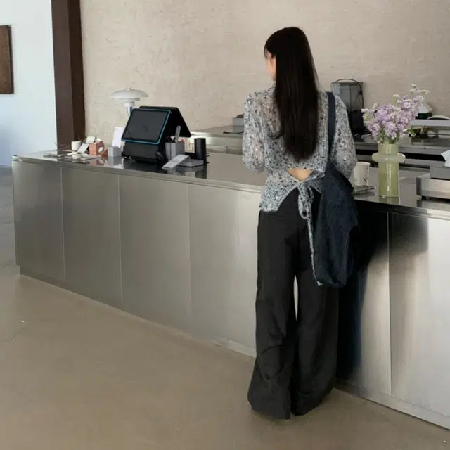 木清清 垂感宽松直筒长裤高腰休闲裤 女款 灰色