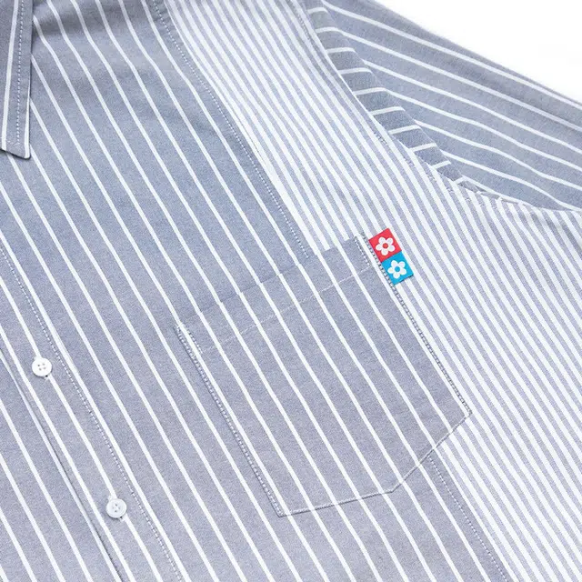 Vandy The Pink Striped Flower Button Up