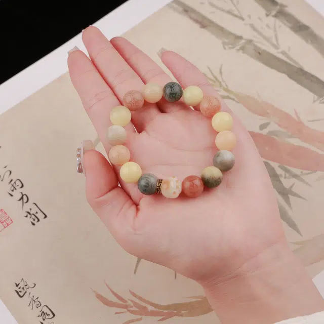 悠笙 有钱花 招财猫爪 彩色多巴胺奶油文玩 六字真言转运珠 新中式国潮风 菩提根 手串 男女同款情侣款
