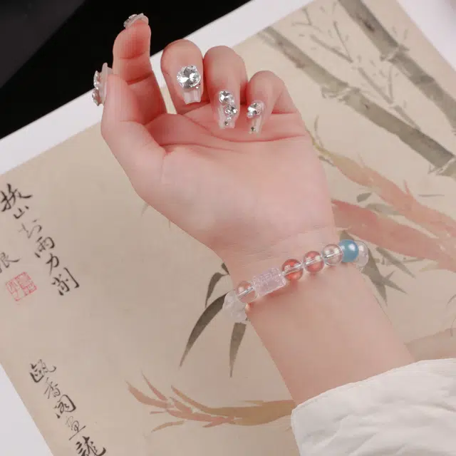悠笙 粉晶 海蓝宝好情绪转运珠 考试上岸 简约高级感 水晶 手串 女款