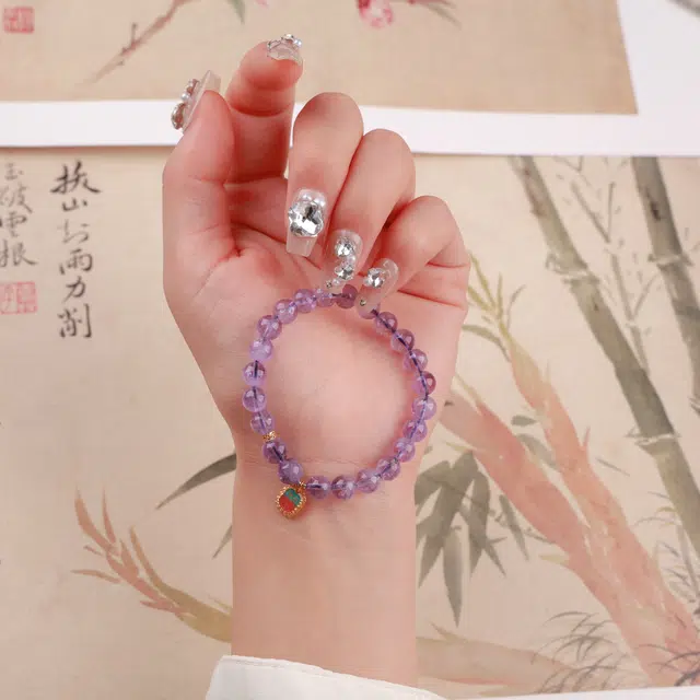 悠笙 梦幻紫晶 九紫离火 旺事业 多财多福 经牌平安健康 新中式风小众设计高级感 日常百搭 水晶 手串 女款