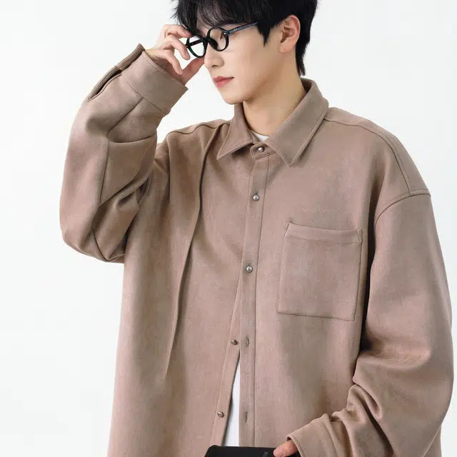 普鲁士多特蒙德 美式潮流休闲外套衣服日系麂皮绒青少年潮牌舒适宽松长袖衣衬衫 男女同款