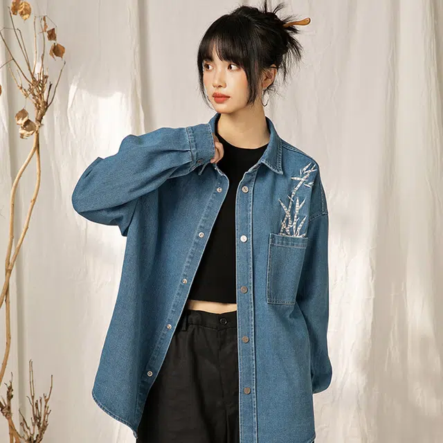 普鲁士多特蒙德 美式纯色复古小众个性设计高级感上衣百搭日常通勤基础款宽松长袖衬衫 男女同款