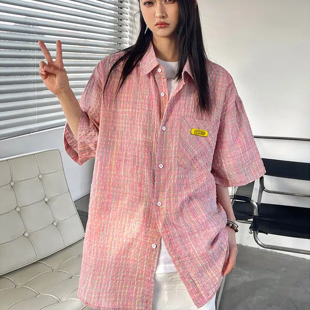 普鲁士多特蒙德 小清新宽松舒适简约柔软凉感轻薄短袖衬衫 男女同款