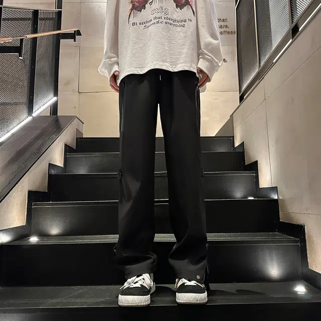 普鲁士多特蒙德 美式高街复古经典潮流基础款时尚宽松直筒百搭舒适户外运动侧边拉链城市机能休闲裤 男女同款
