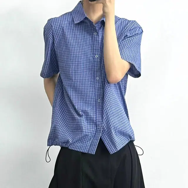 普鲁士多特蒙德 美式高街高级感宽松舒适简约休闲可调节抽绳设计日常通勤短袖衬衫 男女同款