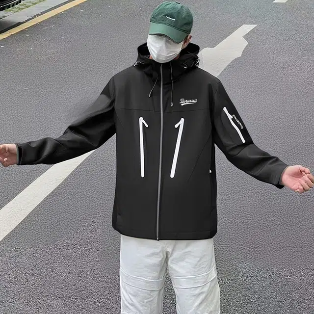 普鲁士多特蒙德  多口袋防泼水拉链宽松休闲  山地多用途徒步旅行户外远足 速干防水防风冲锋衣 男女同款
