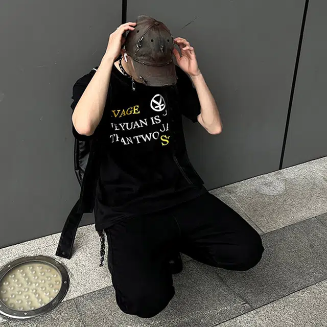 普鲁士多特蒙德 美式复古水洗高街纯色无性别主义宽松微喇直筒中腰休闲百搭舒适长裤牛仔裤 男女同款