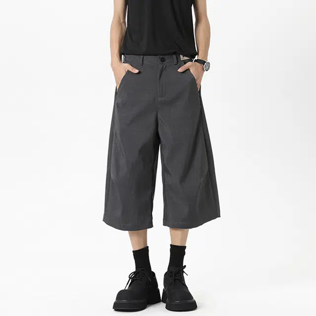 普鲁士多特蒙德 美式复古高街潮牌简约垂感宽柔软舒适百搭七分休闲短裤 男女同款