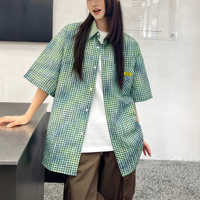 普鲁士多特蒙德 小清新宽松舒适简约柔软凉感轻薄短袖衬衫 男女同款