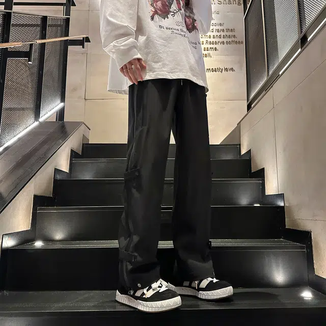 普鲁士多特蒙德 美式高街复古经典潮流基础款时尚宽松直筒百搭舒适户外运动侧边拉链城市机能休闲裤 男女同款