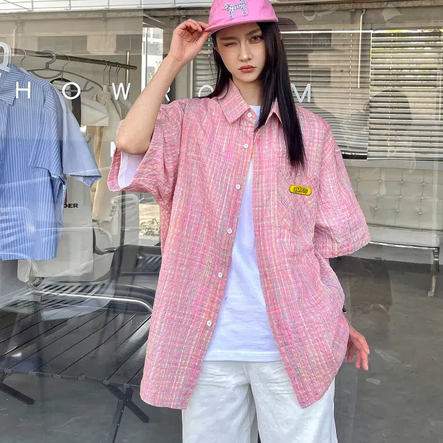 普鲁士多特蒙德 小清新宽松舒适简约柔软凉感轻薄短袖衬衫 男女同款