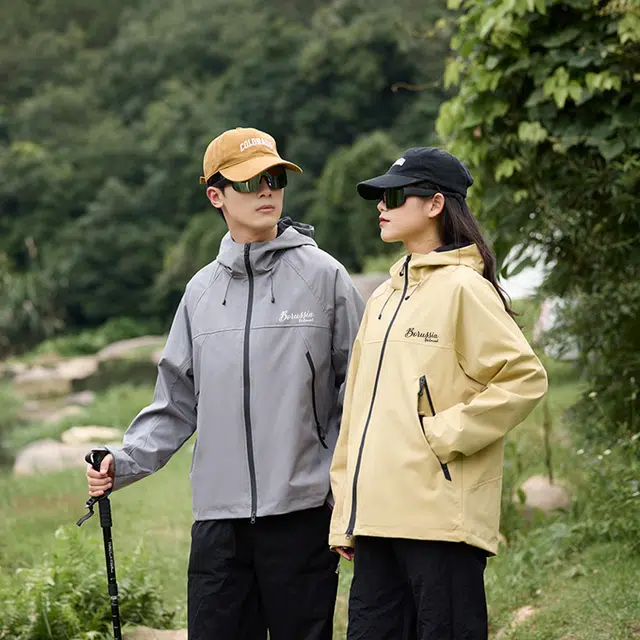 普鲁士多特蒙德  山系户外运动三合一拼色登山休闲机能风防风透湿透气耐磨工装风壳  耐磨透气防水防风冲锋衣 男女同款