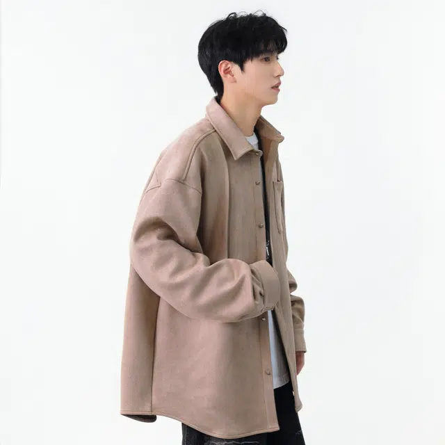 普鲁士多特蒙德 美式潮流休闲外套衣服日系麂皮绒青少年潮牌舒适宽松长袖衣衬衫 男女同款