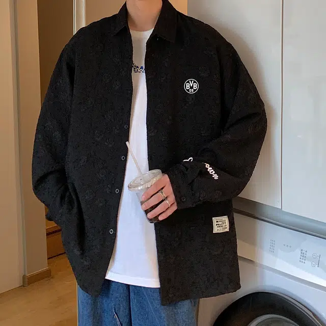 普鲁士多特蒙德 肌理感提花衬衣外套高级感简约时尚学院休闲百搭凉感亲肤透气翻领短袖衬衫 男女同款
