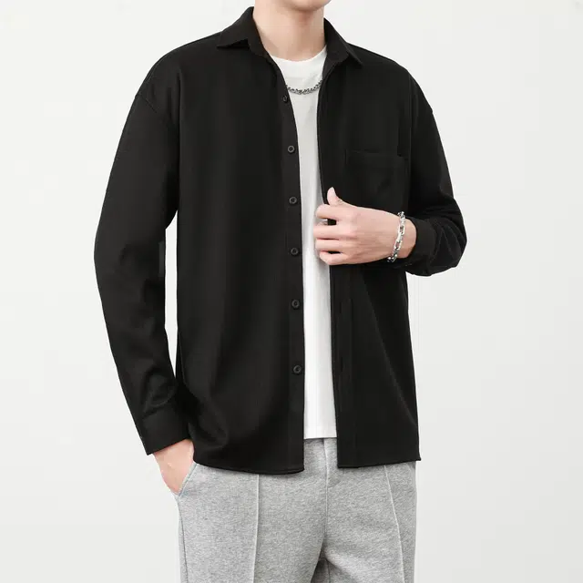 普鲁士多特蒙德 潮牌秋冬加厚男式高级感宽松舒适衬衣外套保暖休闲工装服装 上衣 衬衫 男女同款