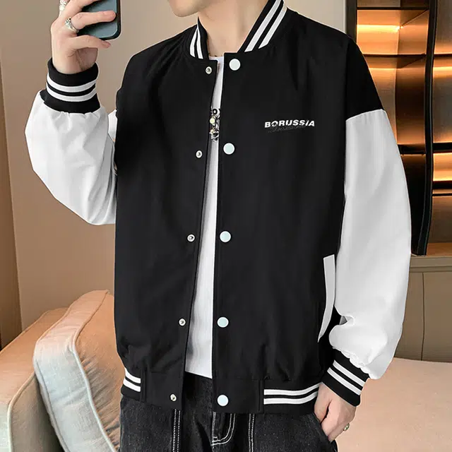 普鲁士多特蒙德 棒球服外套男春夏季潮牌美式高街痞帅青少年宽松休闲撞色拼接设计感夹克 男女同款