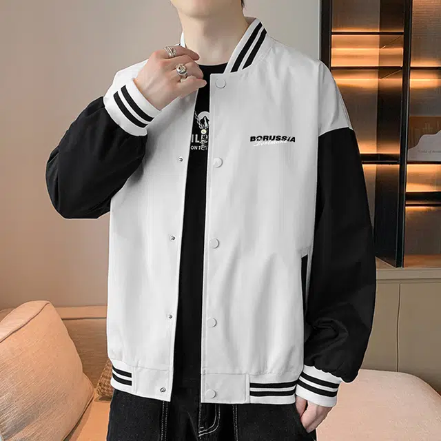 普鲁士多特蒙德 棒球服外套男春夏季潮牌美式高街痞帅青少年宽松休闲撞色拼接设计感夹克 男女同款