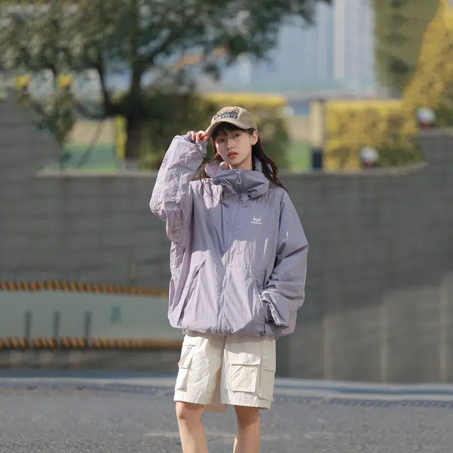 普鲁士多特蒙德 纯色连帽拉链 透气防紫外线凉感防晒防晒服 男女同款