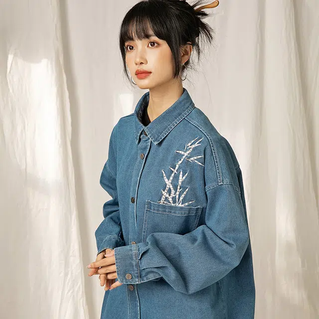 普鲁士多特蒙德 美式纯色复古小众个性设计高级感上衣百搭日常通勤基础款宽松长袖衬衫 男女同款