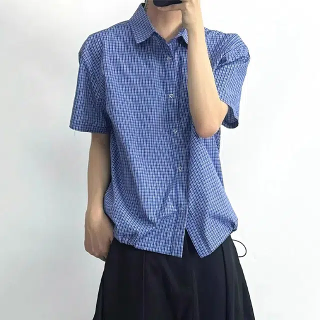 普鲁士多特蒙德 美式高街高级感宽松舒适简约休闲可调节抽绳设计日常通勤短袖衬衫 男女同款