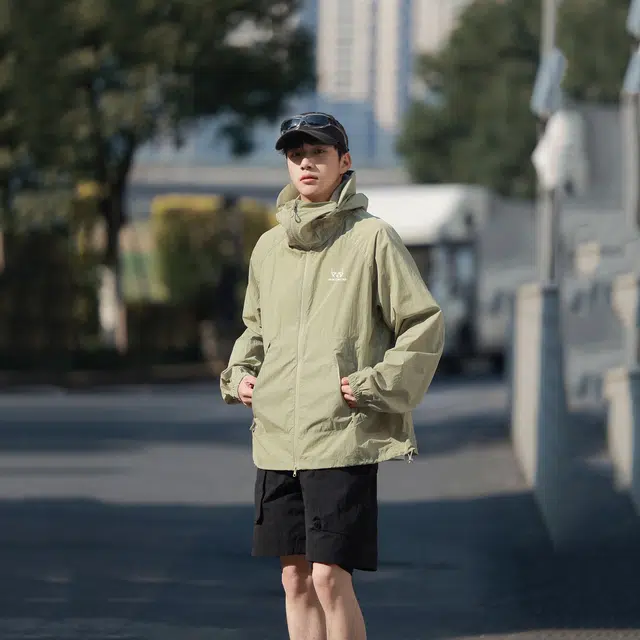 普鲁士多特蒙德 纯色连帽拉链 透气防紫外线凉感防晒防晒服 男女同款