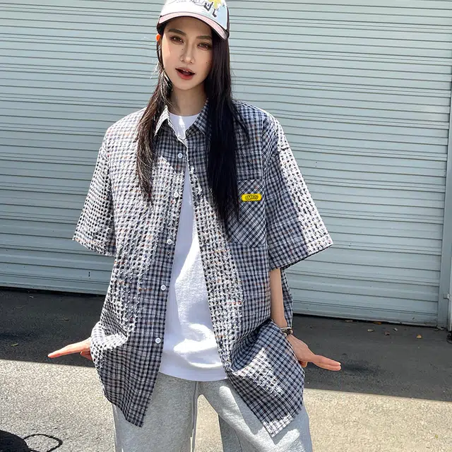 普鲁士多特蒙德 小清新宽松舒适简约柔软凉感轻薄短袖衬衫 男女同款