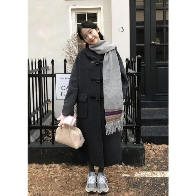 邓大喵 灰色呢子外套女秋冬毛呢高级感超好看百搭小个子中长款穿搭大衣 女款