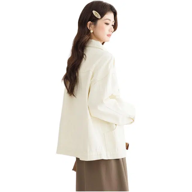 邓大喵 瑰朵小清新甜美刺绣女早春设计感小众上衣小个子牛仔外套 女款