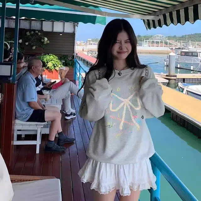 邓大喵 美式复古卡通圆领女春秋设计感小众慵懒宽松上衣加绒加厚外套卫衣 女款