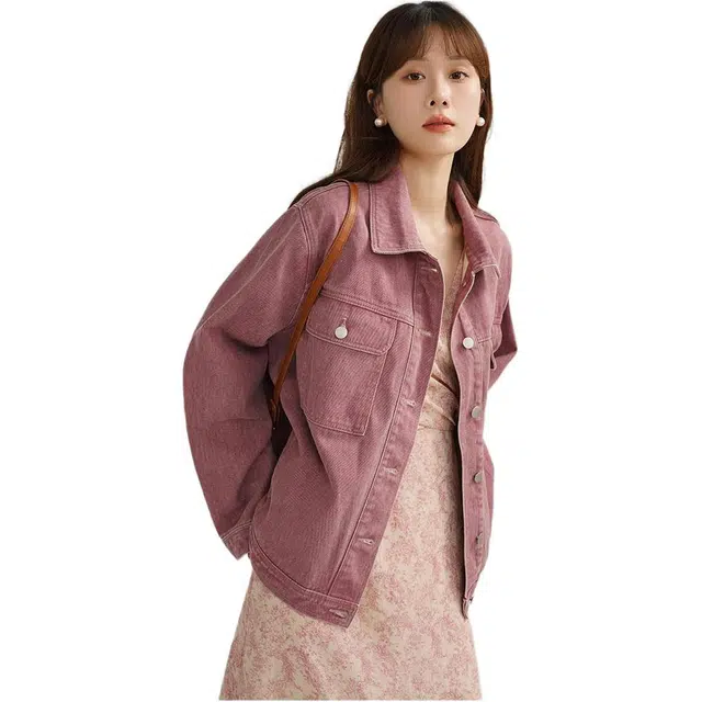 邓大喵 时尚女春秋季休闲显瘦港味夹克复古潮流上衣牛仔外套 女款